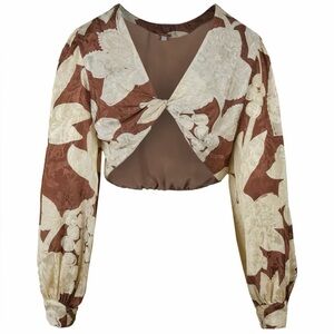 Johanna Ortiz Crop Top Blouse Celia 'Antique Goes Wild' Jacquard Floral Size 12